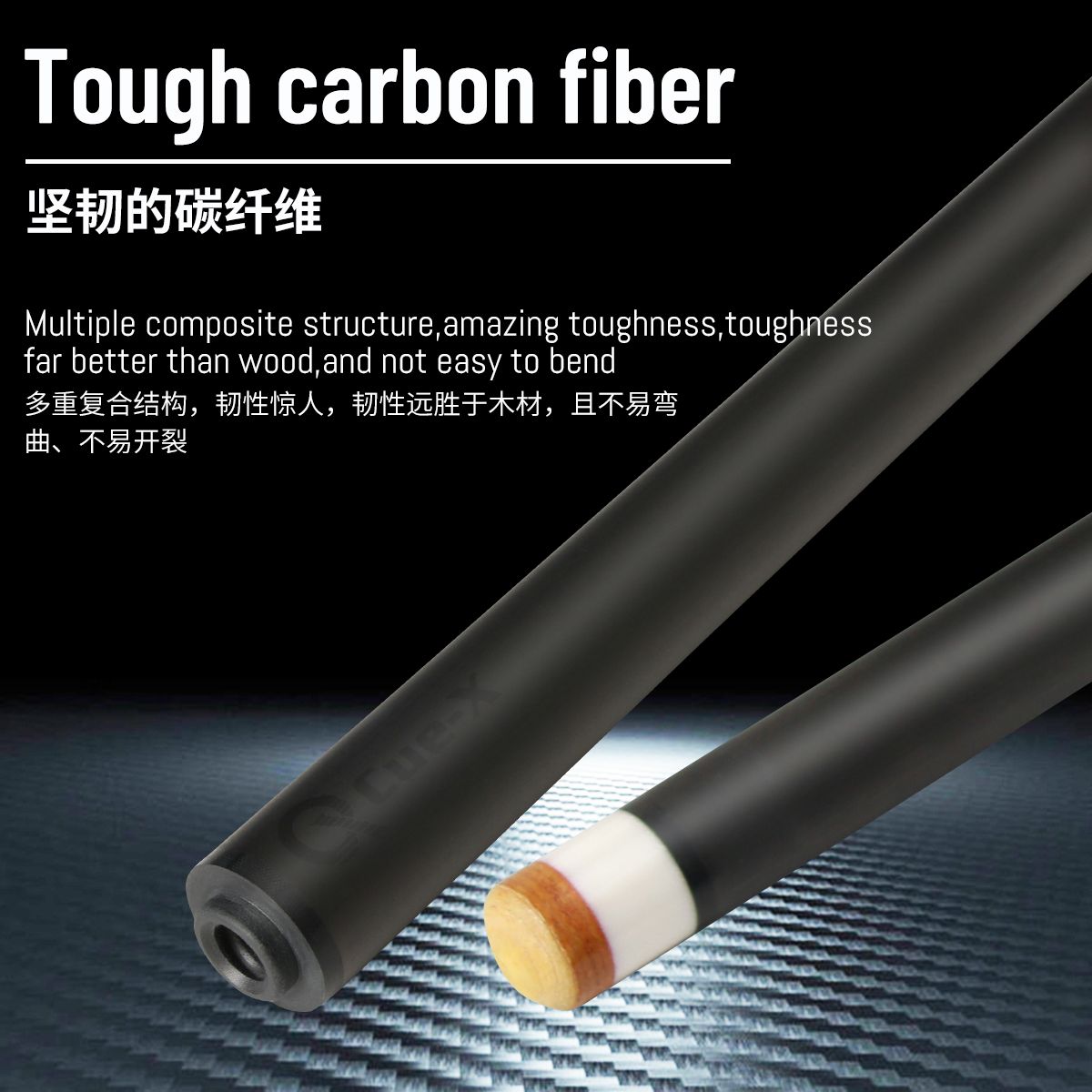 Carbon fiber shaft for carom cue